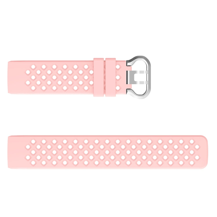For Fitbit Charge 3 / 4 Hollow Square Silicone Watch Band Wristband(Pink) by bashfashion