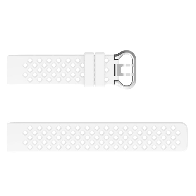 For Fitbit Charge 3 / 4 Hollow Square Silicone Watch Band Wristband(White) by bashfashion