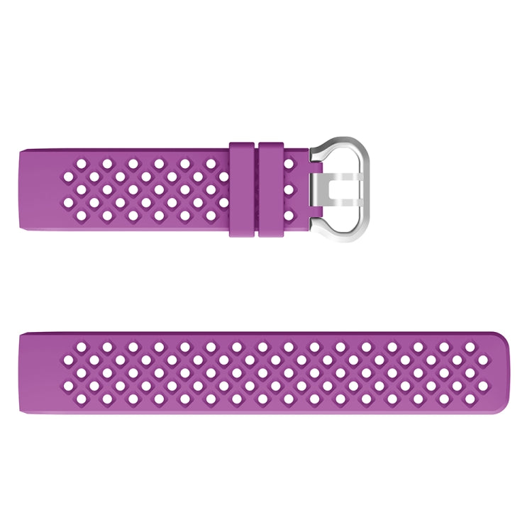 For Fitbit Charge 3 / 4 Hollow Square Silicone Watch Band Wristband(Purple) by bashfashion
