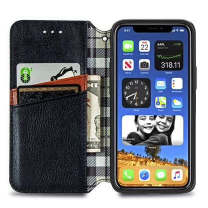 For iPhone 12 Pro Max Cubic Grid Pressed Horizontal Flip Magnetic PU Leather Case with Holder & Card Slots & Wallet(Black) by bashfashion