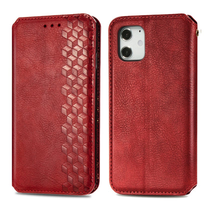For iPhone 12 Pro Max Cubic Grid Pressed Horizontal Flip Magnetic PU Leather Case with Holder & Card Slots & Wallet(Red) by bashfashion