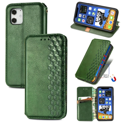 For iPhone 12 Pro Max Cubic Grid Pressed Horizontal Flip Magnetic PU Leather Case with Holder & Card Slots & Wallet(Green) by bashfashion