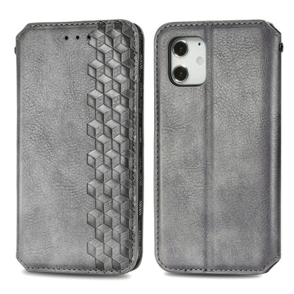 For iPhone 12 mini Cubic Grid Pressed Horizontal Flip Magnetic PU Leather Case with Holder & Card Slots & Wallet(Grey) by bashfashion