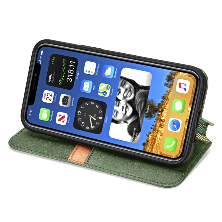 For iPhone 12 mini Cubic Grid Pressed Horizontal Flip Magnetic PU Leather Case with Holder & Card Slots & Wallet(Green) by bashfashion