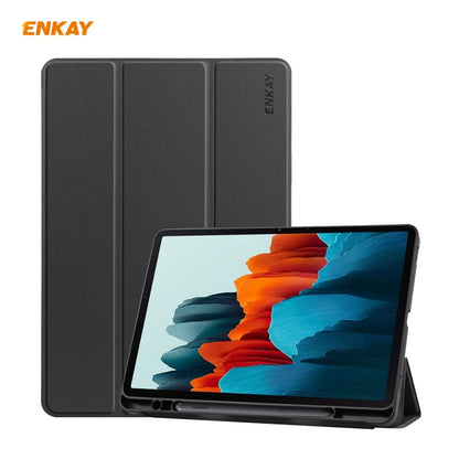 ENKAY ENK-8011 PU Leather + TPU Smart Case with Pen Slot for Samsung Galaxy Tab S8 / Galaxy Tab S7 11.0 T870 / T875(Black) by ENKAY