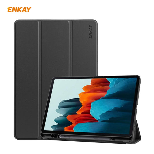 ENKAY ENK-8011 PU Leather + TPU Smart Case with Pen Slot for Samsung Galaxy Tab S8 / Galaxy Tab S7 11.0 T870 / T875(Black) by ENKAY