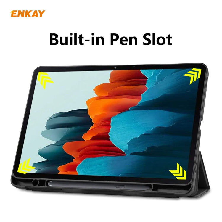 ENKAY ENK-8011 PU Leather + TPU Smart Case with Pen Slot for Samsung Galaxy Tab S8 / Galaxy Tab S7 11.0 T870 / T875(Black) by ENKAY