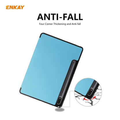 ENKAY ENK-8011 PU Leather + TPU Smart Case with Pen Slot for Samsung Galaxy Tab S8 / Galaxy Tab S7 11.0 T870 / T875(Light Blue) by ENKAY