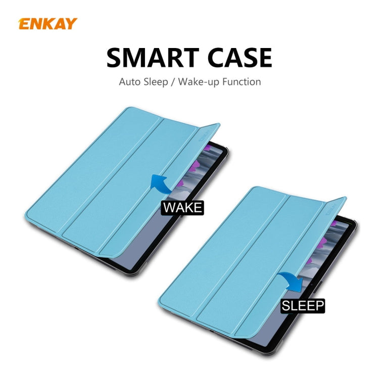 ENKAY ENK-8010 PU Leather + Plastic Smart Case with Three-folding Holder for Samsung Galaxy Tab S8 / Galaxy Tab S7 11.0 T870 / T875(Light Blue) by ENKAY
