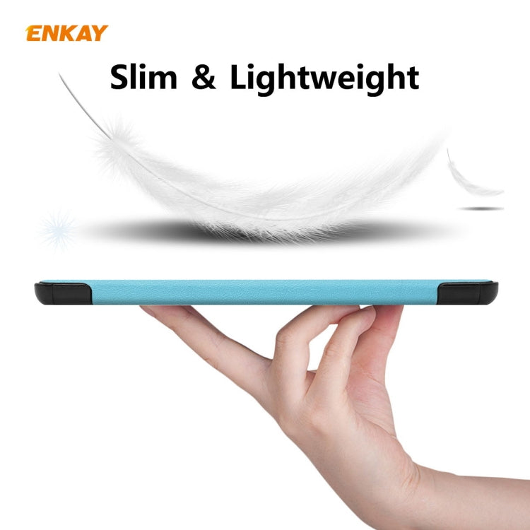 ENKAY ENK-8010 PU Leather + Plastic Smart Case with Three-folding Holder for Samsung Galaxy Tab S8 / Galaxy Tab S7 11.0 T870 / T875(Light Blue) by ENKAY