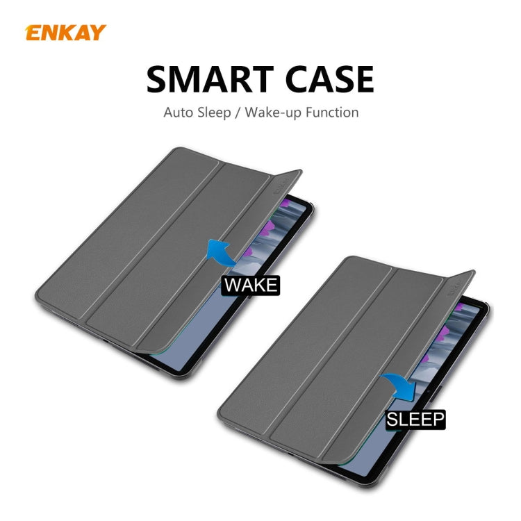 ENKAY ENK-8010 PU Leather + Plastic Smart Case with Three-folding Holder for Samsung Galaxy Tab S8 / Galaxy Tab S7 11.0 T870 / T875(Grey) by ENKAY
