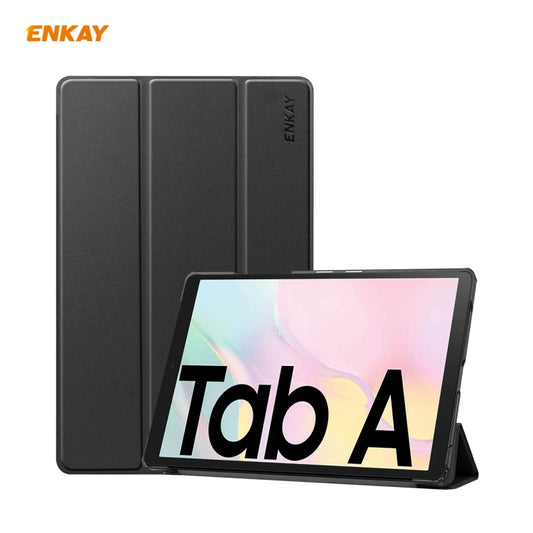 ENKAY ENK-8009 For Samsung Galaxy Tab A7 10.4 T500 / T505 2020 / 2022 PU Leather + Plastic Smart Case with Three-folding Holder(Black) by ENKAY