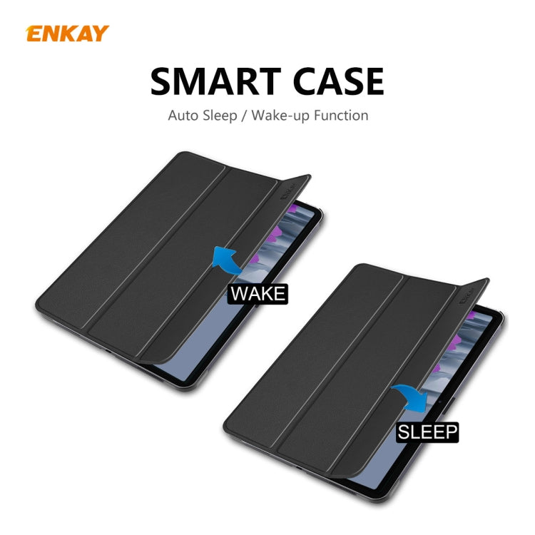 ENKAY ENK-8009 For Samsung Galaxy Tab A7 10.4 T500 / T505 2020 / 2022 PU Leather + Plastic Smart Case with Three-folding Holder(Black) by ENKAY