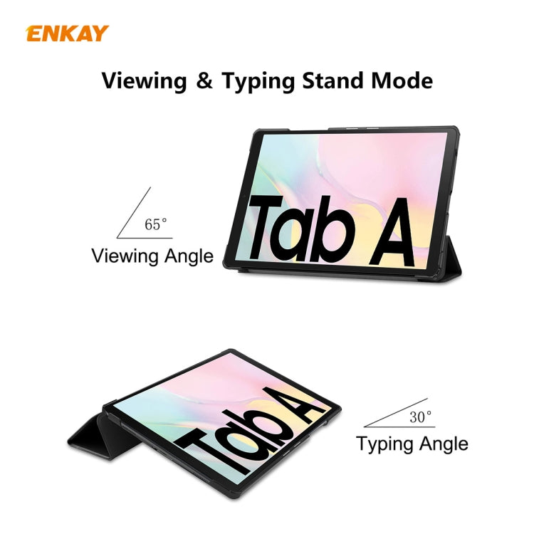 ENKAY ENK-8009 For Samsung Galaxy Tab A7 10.4 T500 / T505 2020 / 2022 PU Leather + Plastic Smart Case with Three-folding Holder(Black) by ENKAY