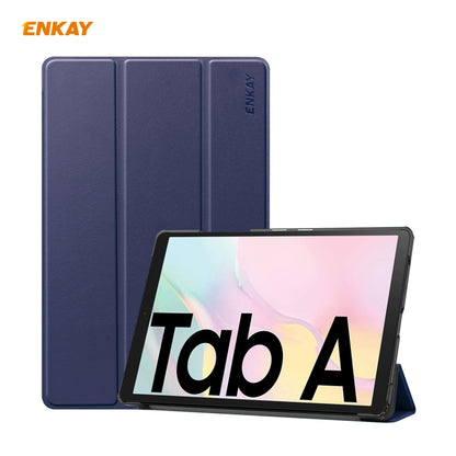 ENKAY ENK-8009 For Samsung Galaxy Tab A7 10.4 T500 / T505 2020 / 2022 PU Leather + Plastic Smart Case with Three-folding Holder(Dark Blue) by ENKAY