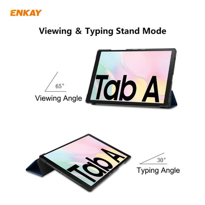 ENKAY ENK-8009 For Samsung Galaxy Tab A7 10.4 T500 / T505 2020 / 2022 PU Leather + Plastic Smart Case with Three-folding Holder(Dark Blue) by ENKAY
