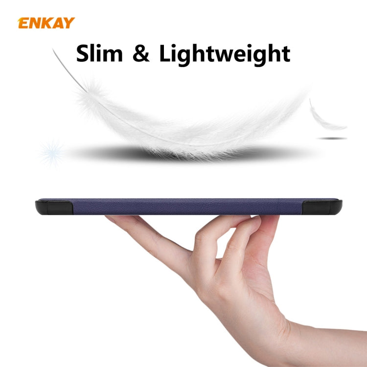 ENKAY ENK-8009 For Samsung Galaxy Tab A7 10.4 T500 / T505 2020 / 2022 PU Leather + Plastic Smart Case with Three-folding Holder(Dark Blue) by ENKAY