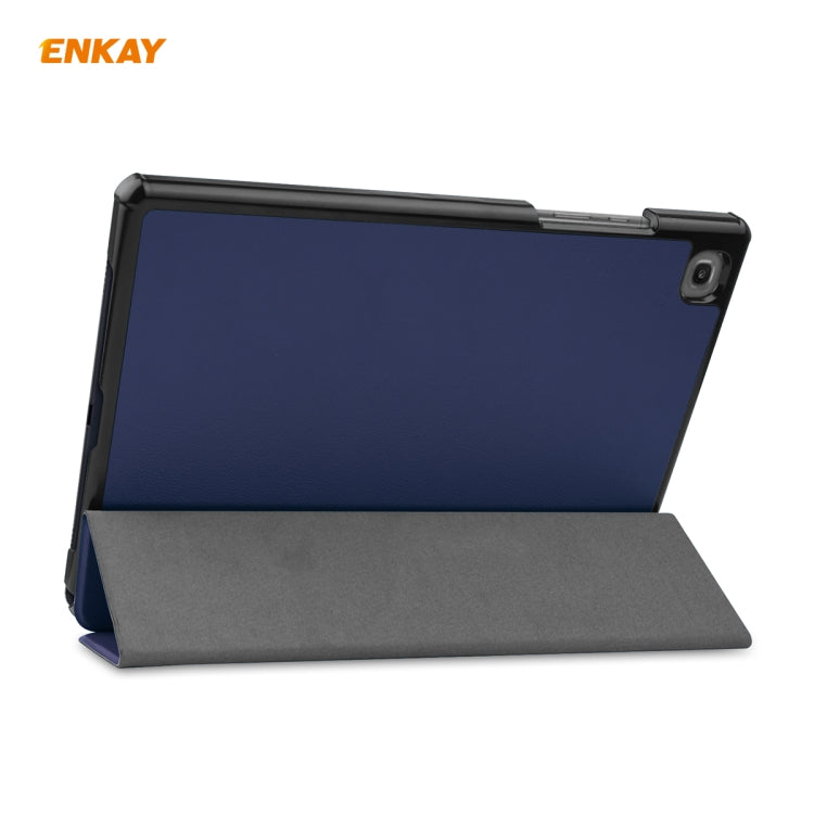 ENKAY ENK-8009 For Samsung Galaxy Tab A7 10.4 T500 / T505 2020 / 2022 PU Leather + Plastic Smart Case with Three-folding Holder(Dark Blue) by ENKAY