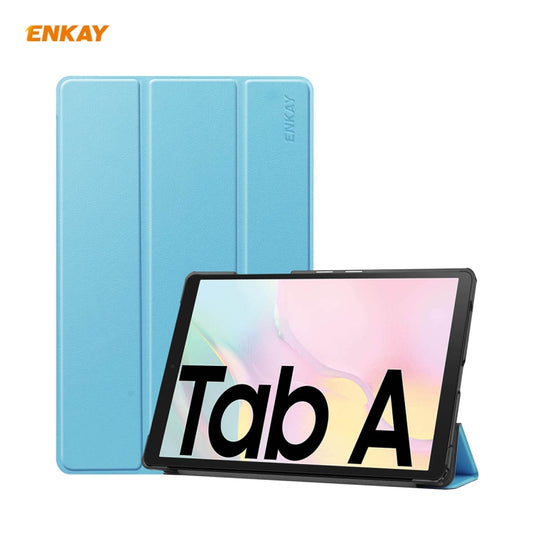 ENKAY ENK-8009 For Samsung Galaxy Tab A7 10.4 T500 / T505 2020 / 2022 PU Leather + Plastic Smart Case with Three-folding Holder(Light Blue) by ENKAY