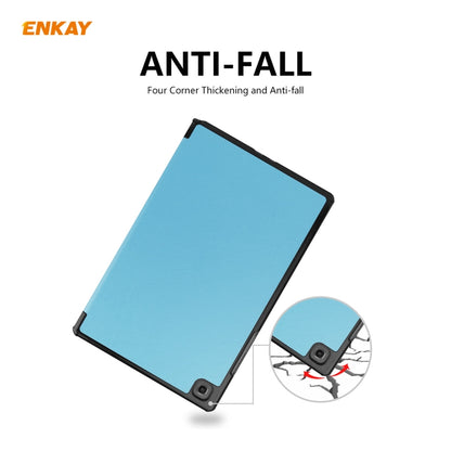 ENKAY ENK-8009 For Samsung Galaxy Tab A7 10.4 T500 / T505 2020 / 2022 PU Leather + Plastic Smart Case with Three-folding Holder(Light Blue) by ENKAY