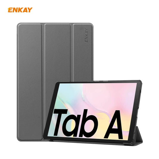 ENKAY ENK-8009 For Samsung Galaxy Tab A7 10.4 T500 / T505 2020 / 2022 PU Leather + Plastic Smart Case with Three-folding Holder(Grey) by ENKAY