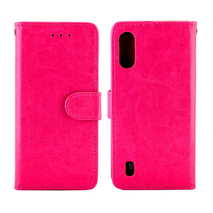 For Samsung Galaxy M01 Crazy Horse Texture Leather Horizontal Flip Protective Case with Holder & Card Slots & Wallet & Photo Frame(Magenta) by bashfashion
