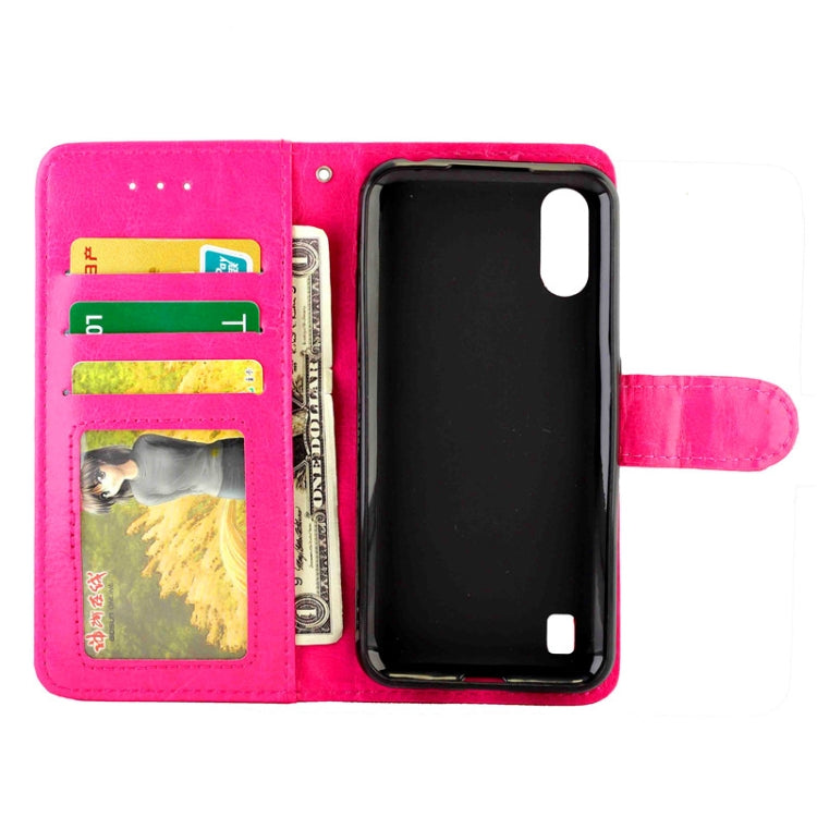 For Samsung Galaxy M01 Crazy Horse Texture Leather Horizontal Flip Protective Case with Holder & Card Slots & Wallet & Photo Frame(Magenta) by bashfashion