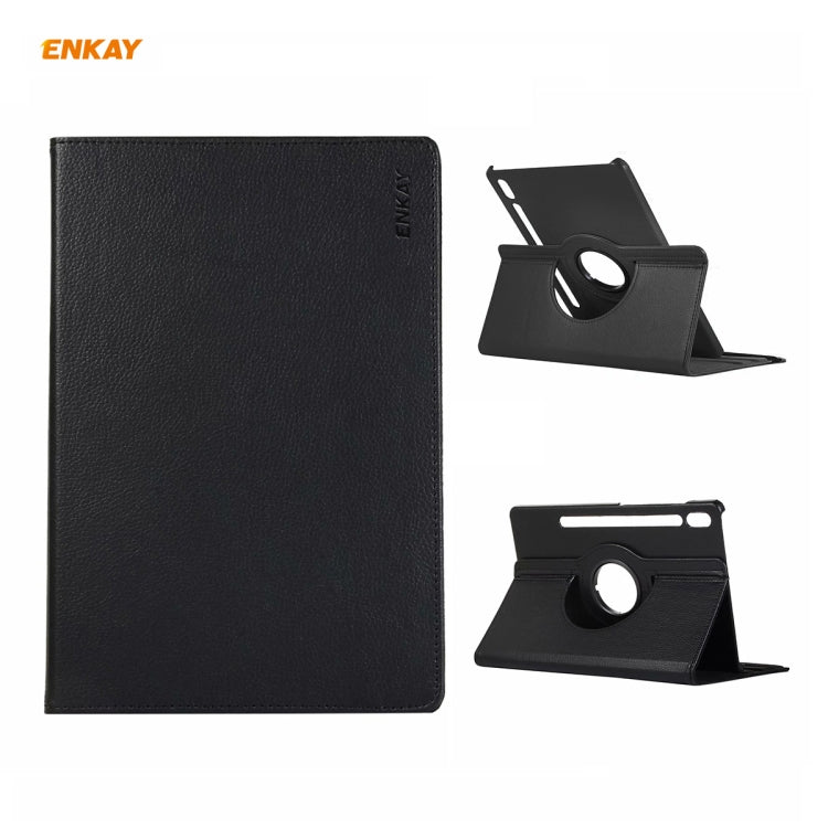 ENKAY for Samsung Galaxy Tab S8 / Galaxy Tab S7 11.0 T870 / T875 ENK-8012 360 Degree Rotation Litchi Texture Horizontal Flip PU Leather Smart Case with Holder & Sleep / Wake-up(Black) by ENKAY