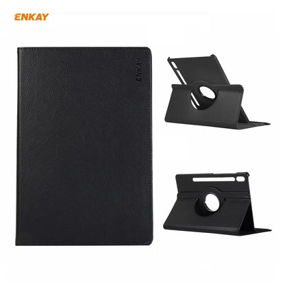 ENKAY for Samsung Galaxy Tab S8 / Galaxy Tab S7 11.0 T870 / T875 ENK-8012 360 Degree Rotation Litchi Texture Horizontal Flip PU Leather Smart Case with Holder & Sleep / Wake-up(Black) by ENKAY