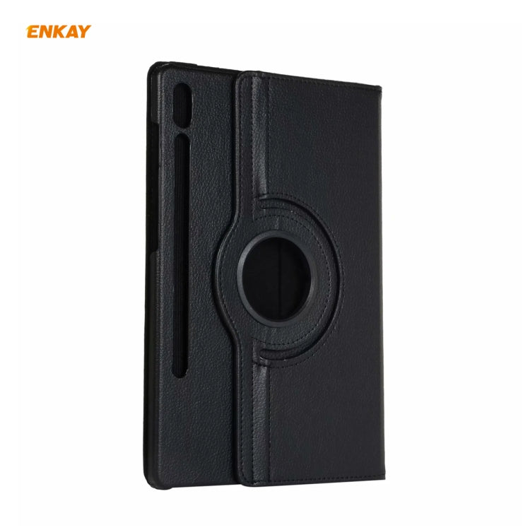 ENKAY for Samsung Galaxy Tab S8 / Galaxy Tab S7 11.0 T870 / T875 ENK-8012 360 Degree Rotation Litchi Texture Horizontal Flip PU Leather Smart Case with Holder & Sleep / Wake-up(Black) by ENKAY