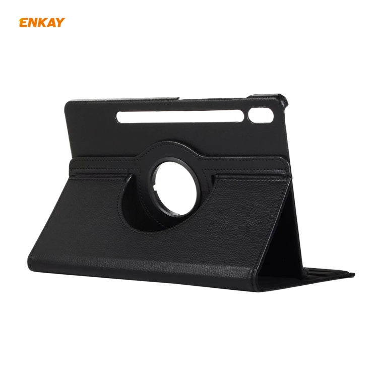 ENKAY for Samsung Galaxy Tab S8 / Galaxy Tab S7 11.0 T870 / T875 ENK-8012 360 Degree Rotation Litchi Texture Horizontal Flip PU Leather Smart Case with Holder & Sleep / Wake-up(Black) by ENKAY