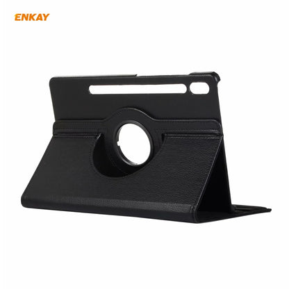 ENKAY for Samsung Galaxy Tab S8 / Galaxy Tab S7 11.0 T870 / T875 ENK-8012 360 Degree Rotation Litchi Texture Horizontal Flip PU Leather Smart Case with Holder & Sleep / Wake-up(Black) by ENKAY