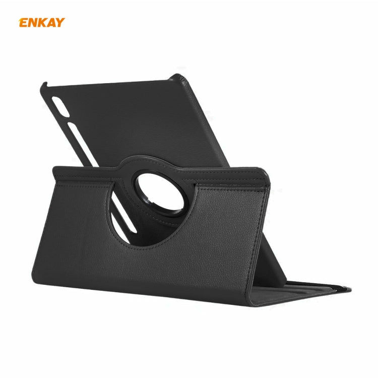 ENKAY for Samsung Galaxy Tab S8 / Galaxy Tab S7 11.0 T870 / T875 ENK-8012 360 Degree Rotation Litchi Texture Horizontal Flip PU Leather Smart Case with Holder & Sleep / Wake-up(Black) by ENKAY