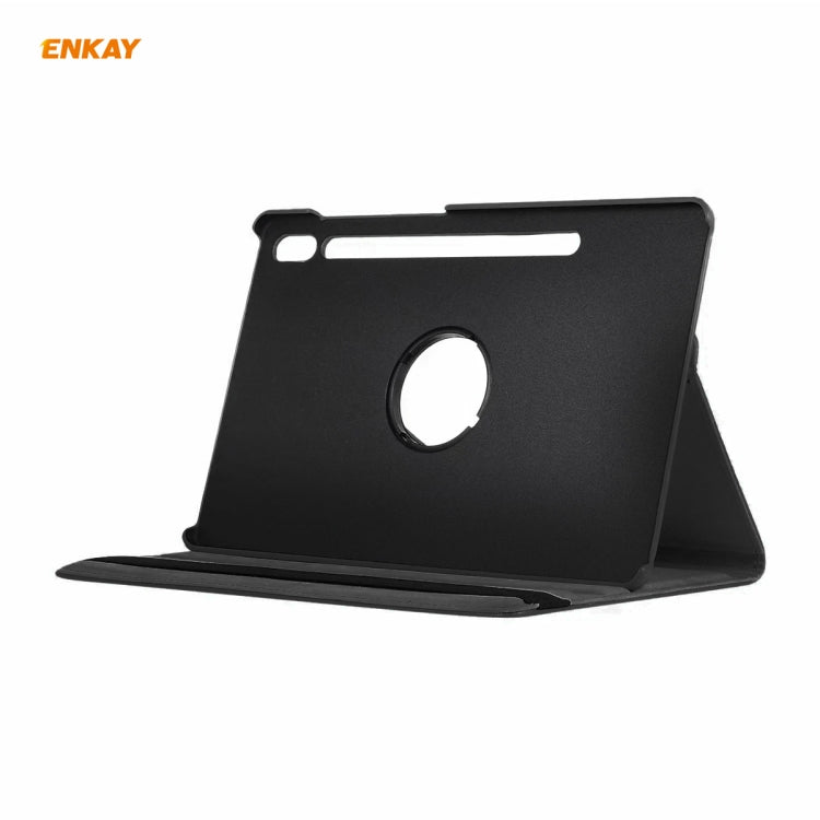 ENKAY for Samsung Galaxy Tab S8 / Galaxy Tab S7 11.0 T870 / T875 ENK-8012 360 Degree Rotation Litchi Texture Horizontal Flip PU Leather Smart Case with Holder & Sleep / Wake-up(Black) by ENKAY