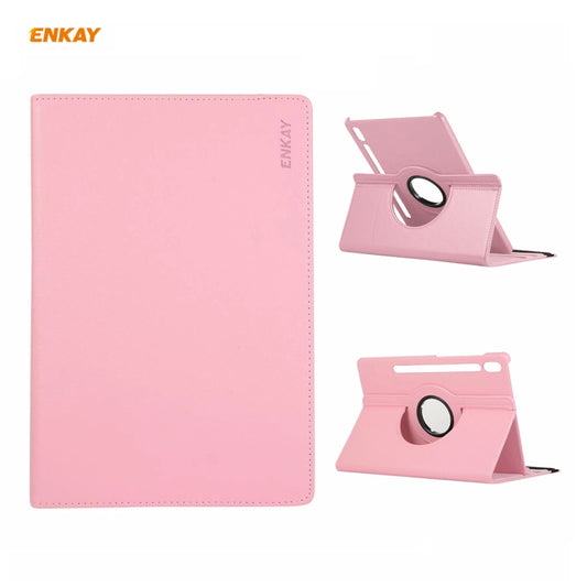 ENKAY for Samsung Galaxy Tab S8 / Galaxy Tab S7 11.0 T870 / T875 ENK-8012 360 Degree Rotation Litchi Texture Horizontal Flip PU Leather Smart Case with Holder & Sleep / Wake-up(Pink) by ENKAY