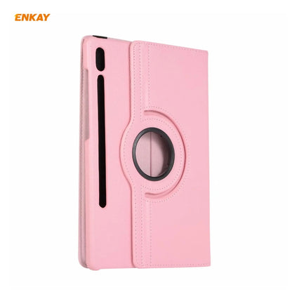 ENKAY for Samsung Galaxy Tab S8 / Galaxy Tab S7 11.0 T870 / T875 ENK-8012 360 Degree Rotation Litchi Texture Horizontal Flip PU Leather Smart Case with Holder & Sleep / Wake-up(Pink) by ENKAY