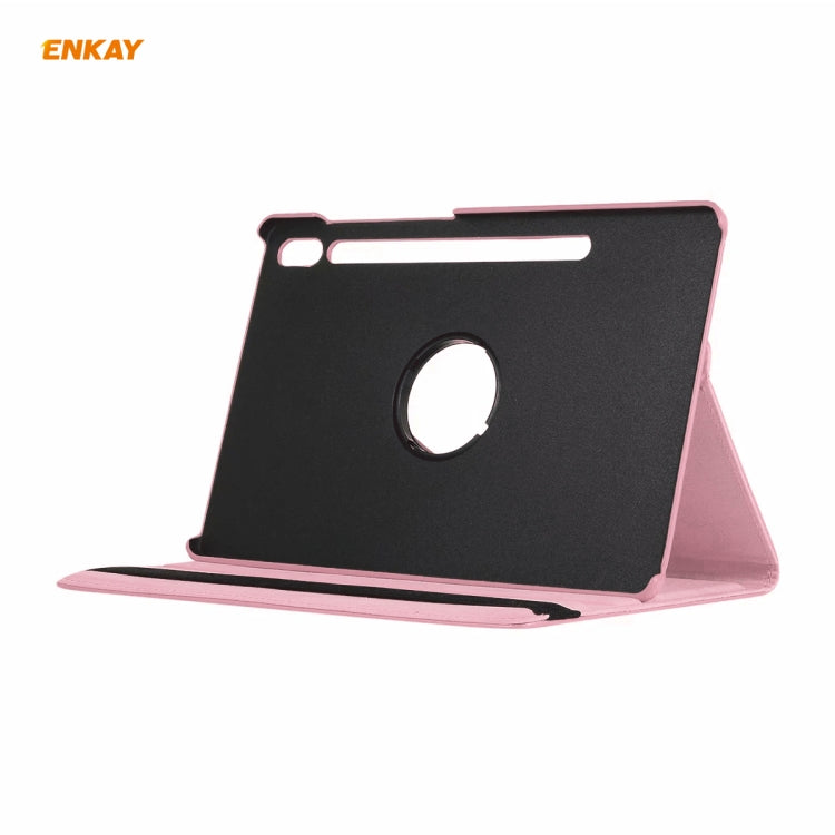 ENKAY for Samsung Galaxy Tab S8 / Galaxy Tab S7 11.0 T870 / T875 ENK-8012 360 Degree Rotation Litchi Texture Horizontal Flip PU Leather Smart Case with Holder & Sleep / Wake-up(Pink) by ENKAY