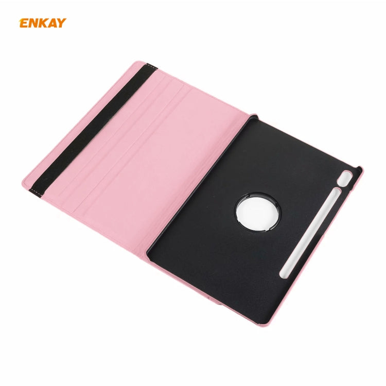 ENKAY for Samsung Galaxy Tab S8 / Galaxy Tab S7 11.0 T870 / T875 ENK-8012 360 Degree Rotation Litchi Texture Horizontal Flip PU Leather Smart Case with Holder & Sleep / Wake-up(Pink) by ENKAY