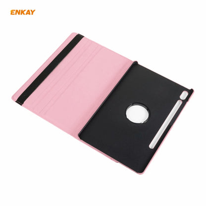 ENKAY for Samsung Galaxy Tab S8 / Galaxy Tab S7 11.0 T870 / T875 ENK-8012 360 Degree Rotation Litchi Texture Horizontal Flip PU Leather Smart Case with Holder & Sleep / Wake-up(Pink) by ENKAY