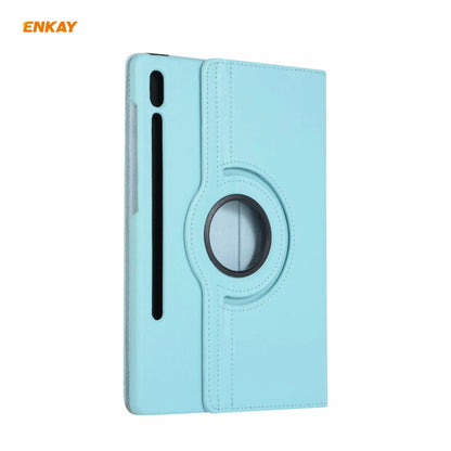 ENKAY for Samsung Galaxy Tab S8 / Galaxy Tab S7 11.0 T870 / T875 ENK-8012 360 Degree Rotation Litchi Texture Horizontal Flip PU Leather Smart Case with Holder & Sleep / Wake-up(Light Blue) by ENKAY