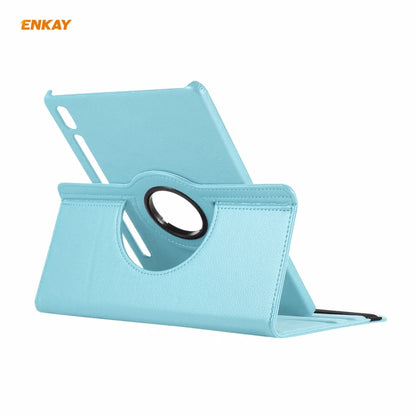 ENKAY for Samsung Galaxy Tab S8 / Galaxy Tab S7 11.0 T870 / T875 ENK-8012 360 Degree Rotation Litchi Texture Horizontal Flip PU Leather Smart Case with Holder & Sleep / Wake-up(Light Blue) by ENKAY