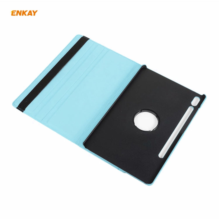 ENKAY for Samsung Galaxy Tab S8 / Galaxy Tab S7 11.0 T870 / T875 ENK-8012 360 Degree Rotation Litchi Texture Horizontal Flip PU Leather Smart Case with Holder & Sleep / Wake-up(Light Blue) by ENKAY