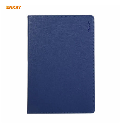 ENKAY for Samsung Galaxy Tab S8 / Galaxy Tab S7 11.0 T870 / T875 ENK-8012 360 Degree Rotation Litchi Texture Horizontal Flip PU Leather Smart Case with Holder & Sleep / Wake-up(Dark Blue) by ENKAY