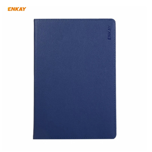 ENKAY for Samsung Galaxy Tab S8 / Galaxy Tab S7 11.0 T870 / T875 ENK-8012 360 Degree Rotation Litchi Texture Horizontal Flip PU Leather Smart Case with Holder & Sleep / Wake-up(Dark Blue) by ENKAY