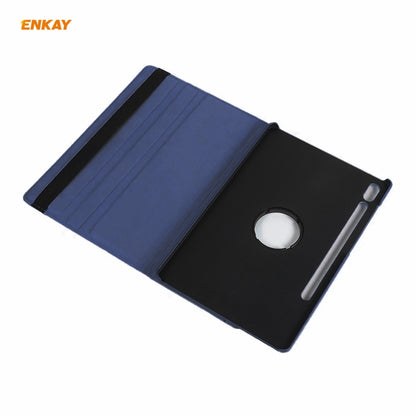 ENKAY for Samsung Galaxy Tab S8 / Galaxy Tab S7 11.0 T870 / T875 ENK-8012 360 Degree Rotation Litchi Texture Horizontal Flip PU Leather Smart Case with Holder & Sleep / Wake-up(Dark Blue) by ENKAY