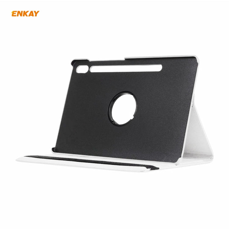 ENKAY for Samsung Galaxy Tab S8 / Galaxy Tab S7 11.0 T870 / T875 ENK-8012 360 Degree Rotation Litchi Texture Horizontal Flip PU Leather Smart Case with Holder & Sleep / Wake-up(White) by ENKAY