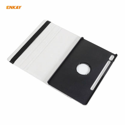 ENKAY for Samsung Galaxy Tab S8 / Galaxy Tab S7 11.0 T870 / T875 ENK-8012 360 Degree Rotation Litchi Texture Horizontal Flip PU Leather Smart Case with Holder & Sleep / Wake-up(White) by ENKAY