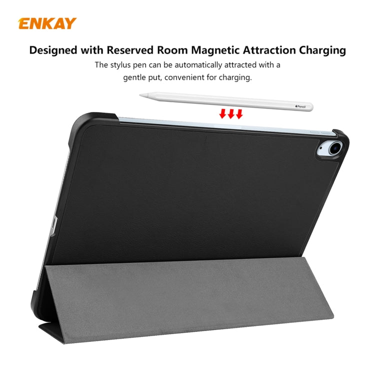 For iPad Air 11 2024 / Pro 11 2018 / Air 10.9 2022 ENKAY 3-folding Plastic Leather Smart Tablet Case(Black) by ENKAY