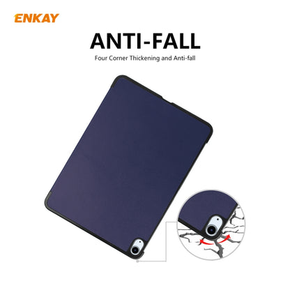 For iPad Air 11 2024 / Pro 11 2018 / Air 10.9 2022 ENKAY 3-folding Plastic Leather Smart Tablet Case(Dark Blue) by ENKAY