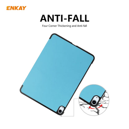 For iPad Air 11 2024 / Pro 11 2018 / Air 10.9 2022 ENKAY 3-folding Plastic Leather Smart Tablet Case(Light Blue) by ENKAY